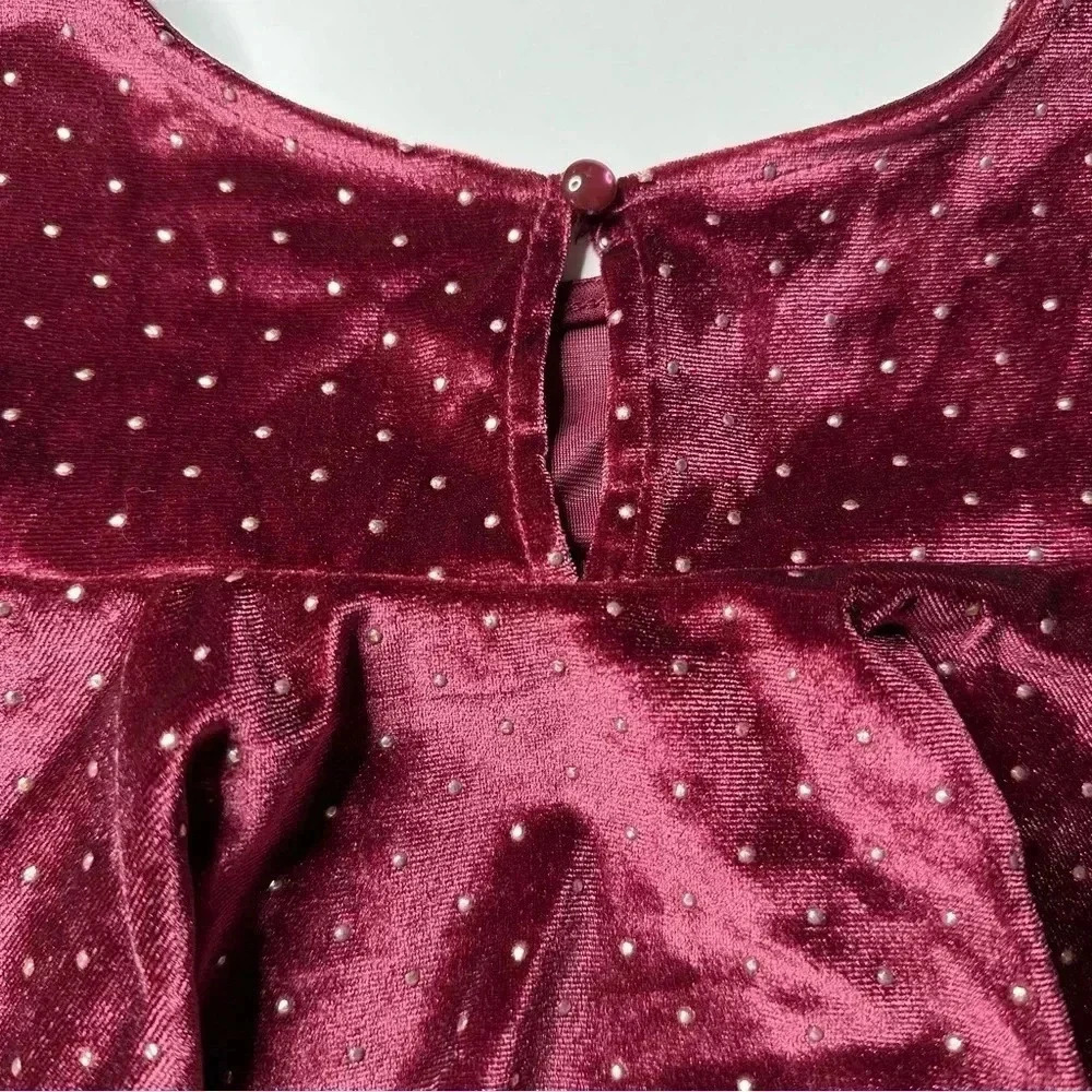Art Class Girls Velvet Cold Shoulder Dress Medium 7/8 Maroon Party Holiday - Picture 7 of 8